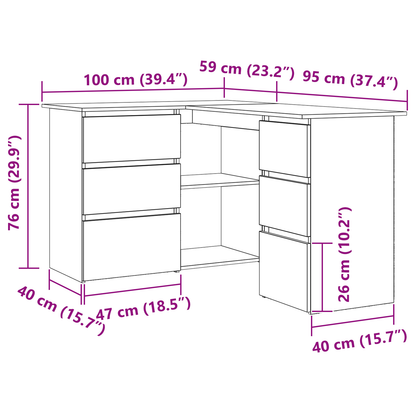 Sort Eg Hjørneskrivebord, 145X100X76 Cm, Lavet Af Konstrueret Træ