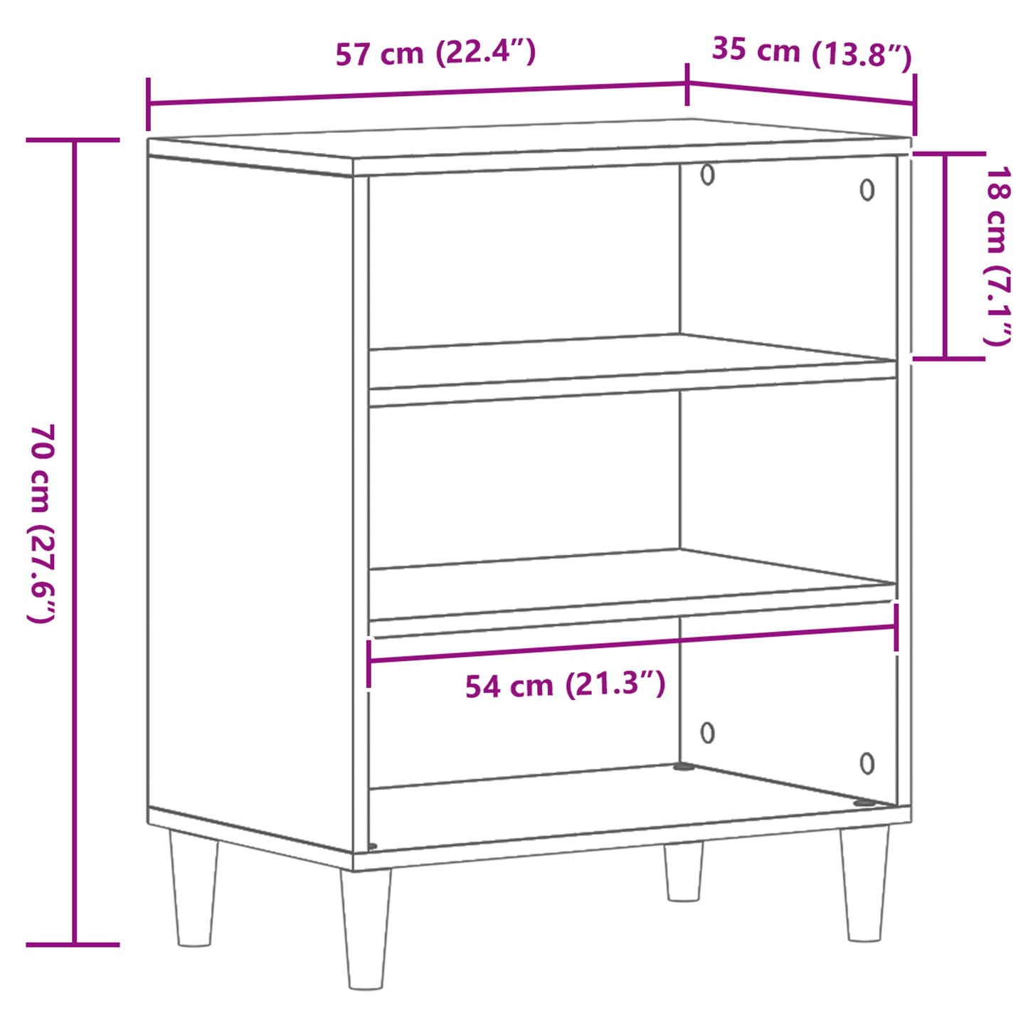 Skænk Sort Eg 57X35X70 Cm Bygget I Træ