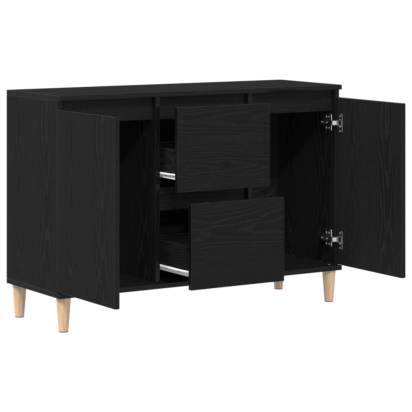 Sideboard Med Skuffe Sort 101 X 35 X 60 Cm Konstrueret Træ
