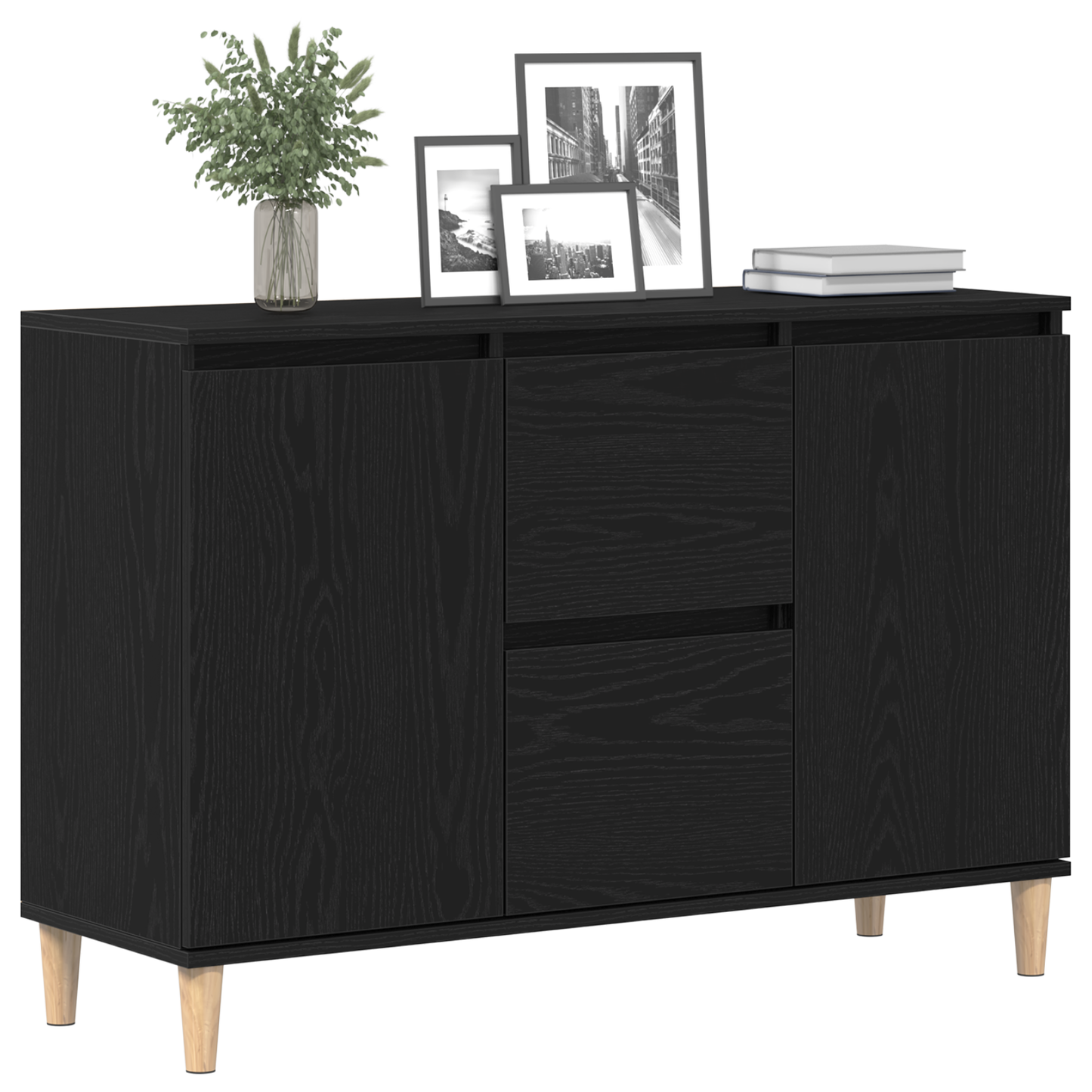 Sideboard Med Skuffe Sort 101 X 35 X 60 Cm Konstrueret Træ