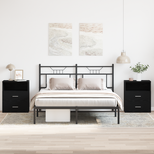Sengeborde 2 Stk Sort Eg 50X32X60 Cm Lavet I Træ