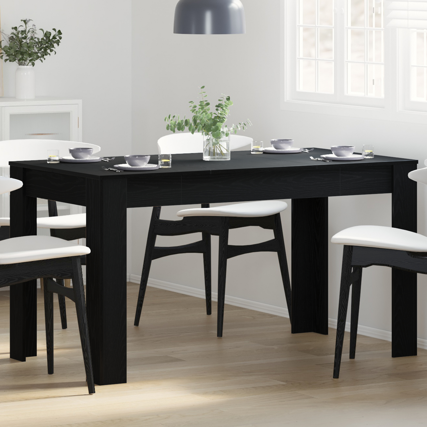 Spisebord I Sort Eg 140X74,5X76 Cm - Ingeniørtræ