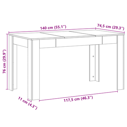 Spisebord I Sort Eg 140X74,5X76 Cm - Ingeniørtræ