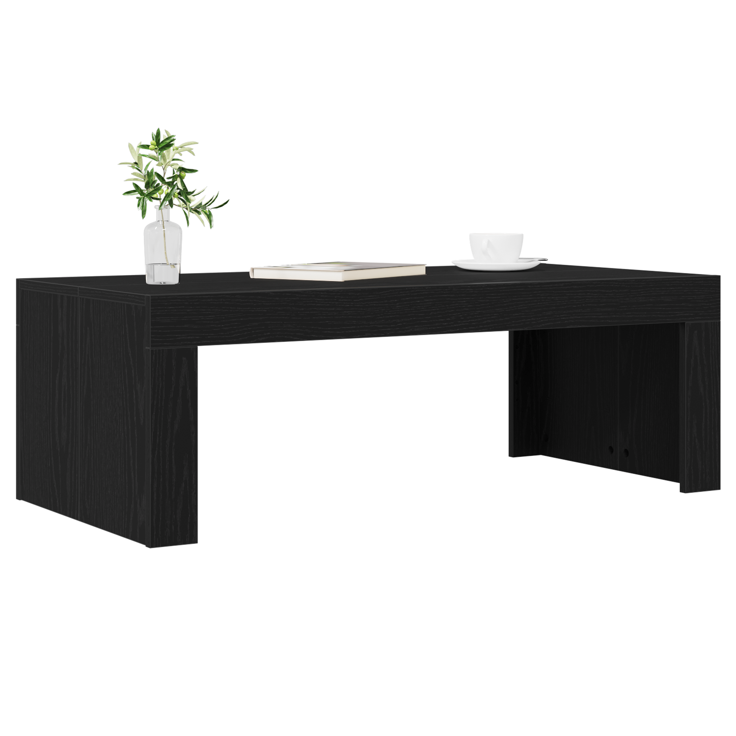 Sofabord Sort Egetræ 102X50X35 Cm Konstrueret Træ