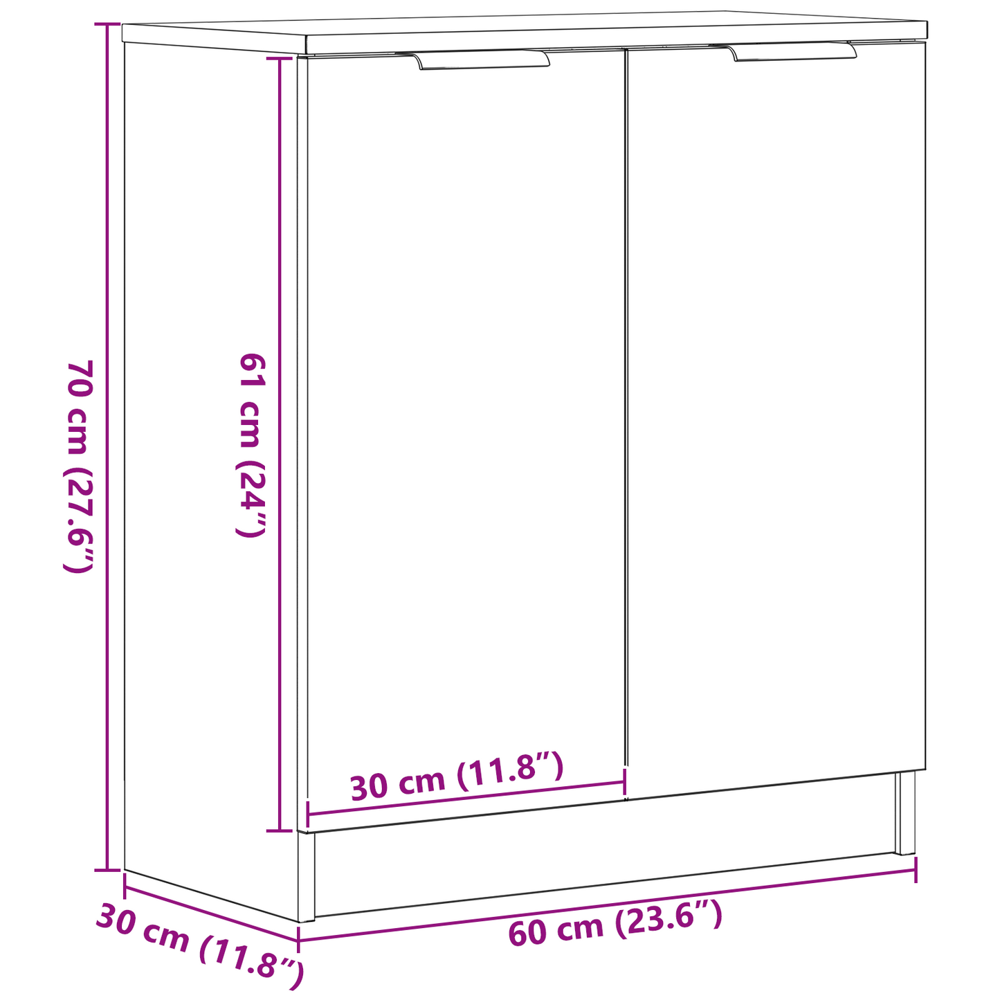 Sideboard Sort 60 X 30 X 70 Cm Konstrueret Træ