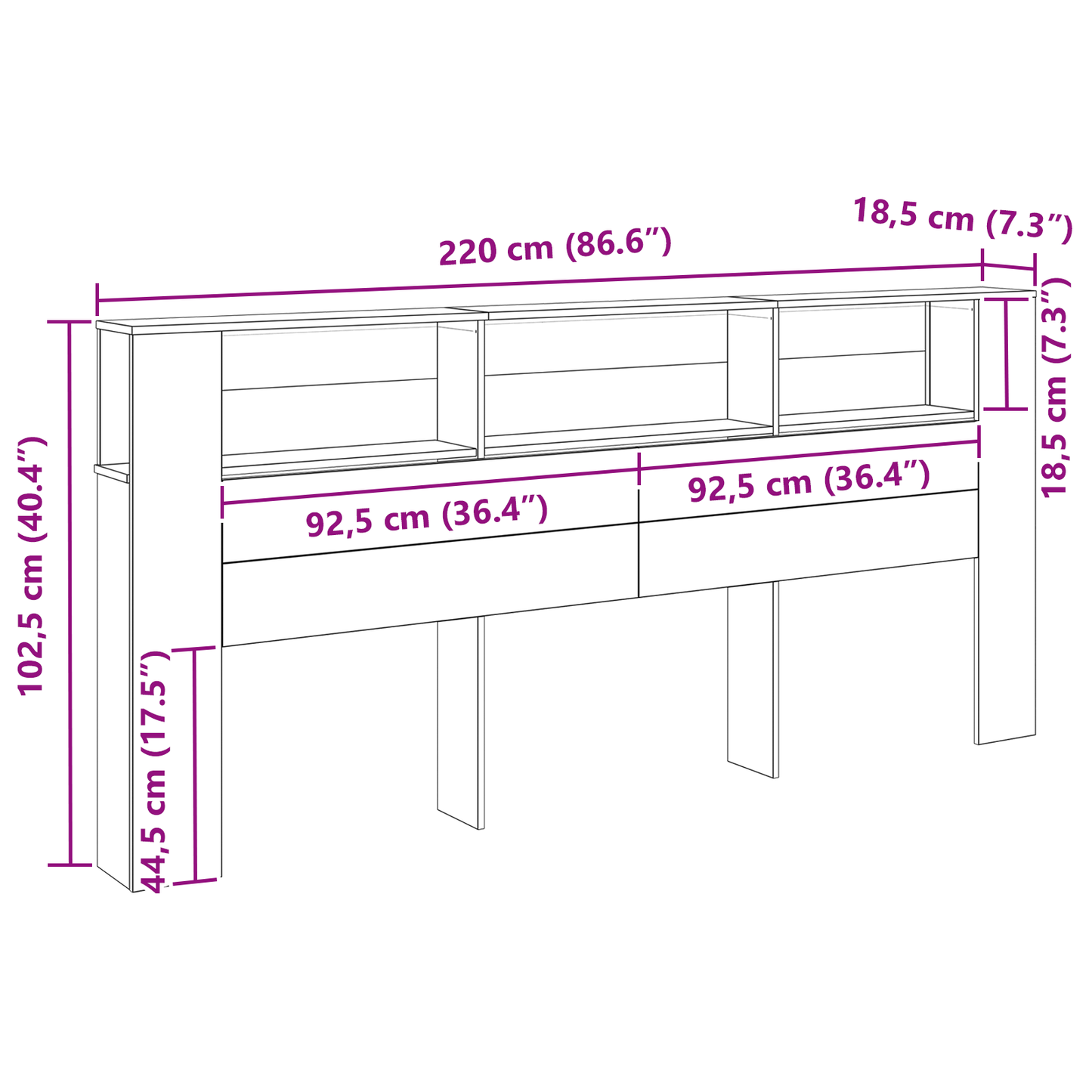 Hovedgærde Skab Sort Eg 220X18,5X104,5 Cm