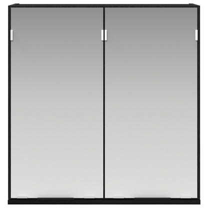 Badeværelsesskab Med Spejl Med Hylde Sort Eg 64 X 20 X 67 Cm