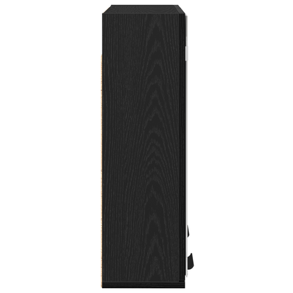 Badeværelsesskab Med Spejl Med Hylde Sort Eg 64 X 20 X 67 Cm