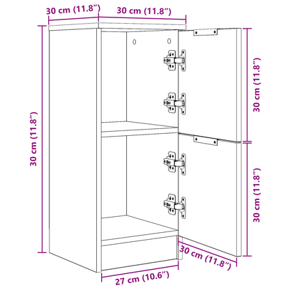 Sideboard 2 Dele Sort Eg 30 X 30 X 70 Cm Konstrueret Træ