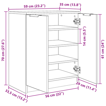 Skoskab Sort Eg 59X35X70 Cm Konstrueret Træ
