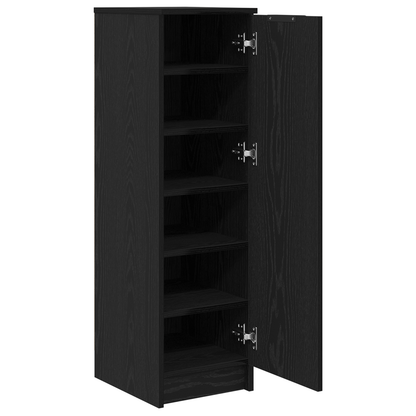 Skoskab Sort Eg 29,5X35X100,5 Cm Lavet Af Konstrueret Træ