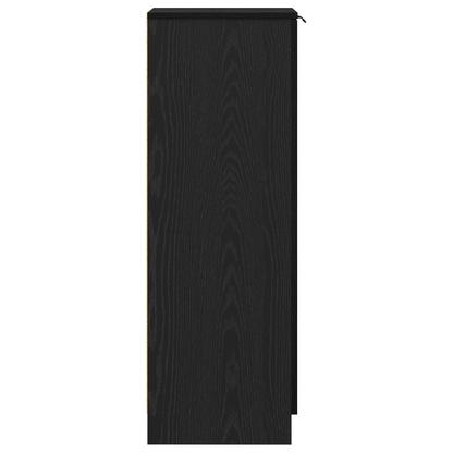 Skoskab Sort Eg 29,5X35X100,5 Cm Lavet Af Konstrueret Træ