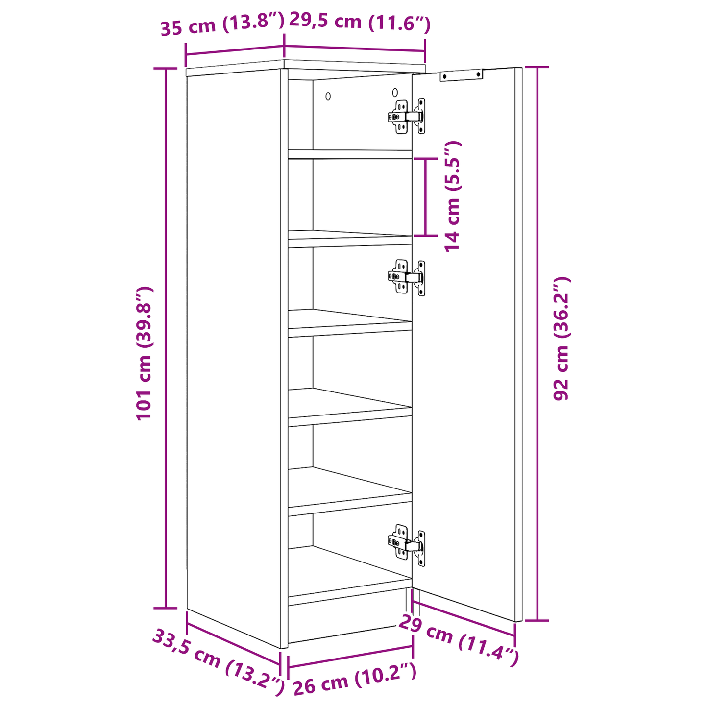 Skoskab Sort Eg 29,5X35X100,5 Cm Lavet Af Konstrueret Træ