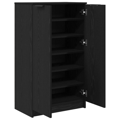 Skoskab Sort Eg 59X35X100 Cm Konstrueret Træ
