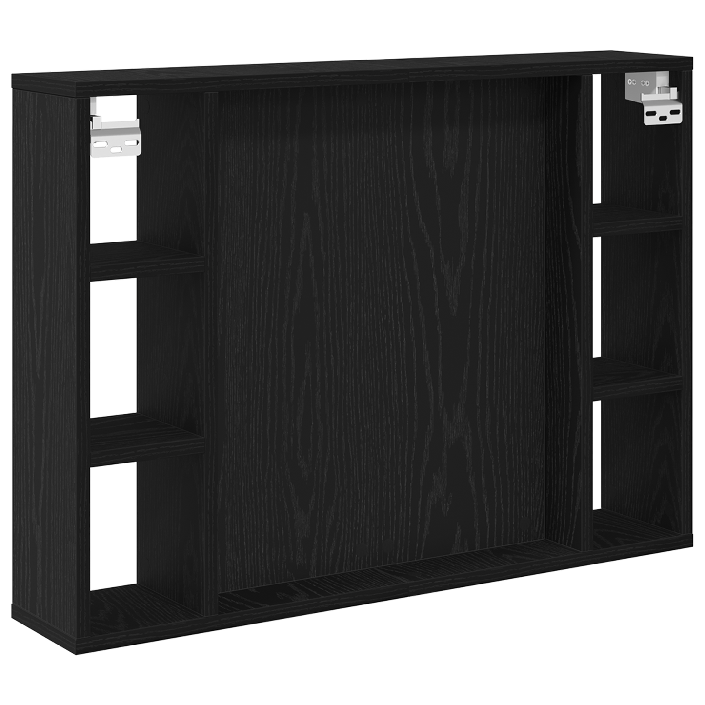 Led Spejlskab - Sort Eg - 76X15X55 Cm - Lavet Af Konstrueret Træ