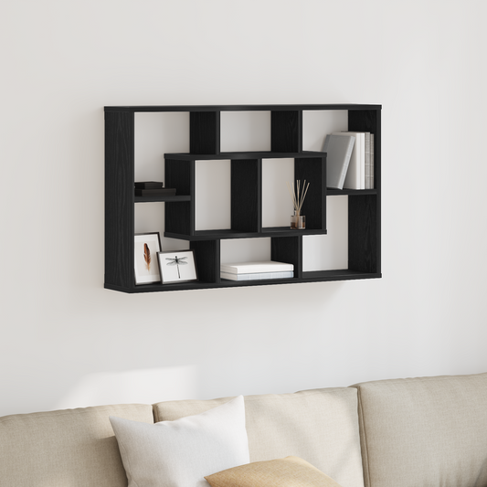 Væghylde - Sort Eg, 85 X 16 X 52,5 Cm, Lavet Af Konstrueret Træ