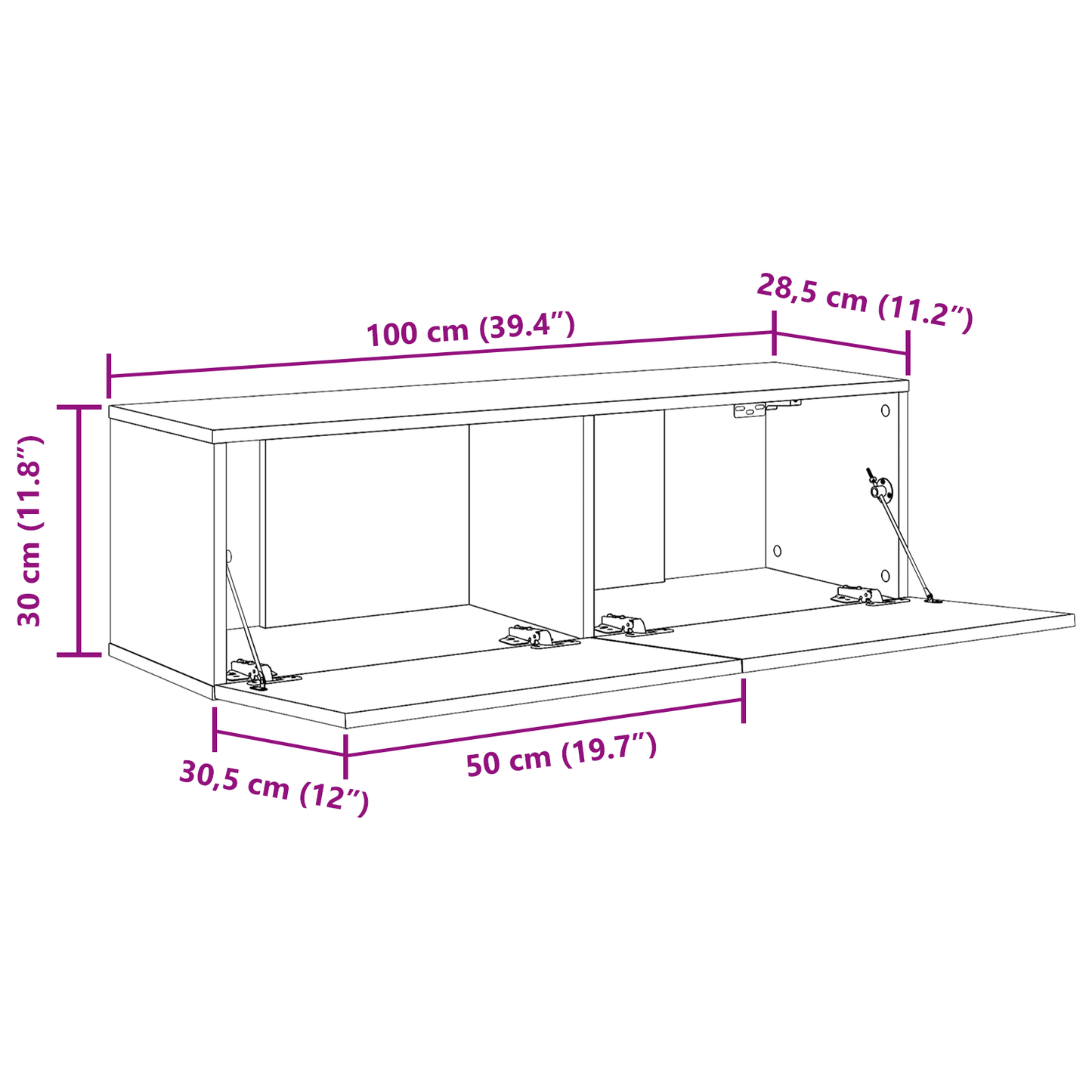 Tv-Skab 2 Dele Sort 100 X 30 X 30 Cm Konstrueret Træ