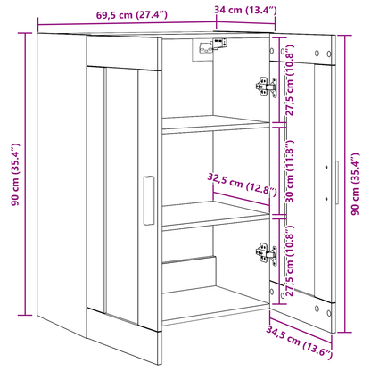 Vægskab Sort Eg 69.5 X 34 X 90 Cm