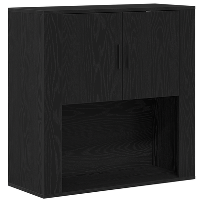 Vægskab Sort Egetræ 80X33X80 Cm Konstrueret Træ