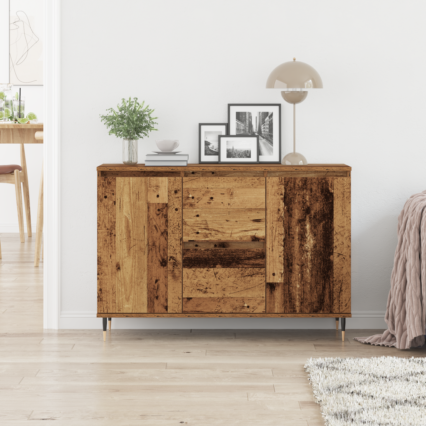 Sideboard Gammelt Træ 101,5 X 35 X 70 Cm Konstrueret Træ