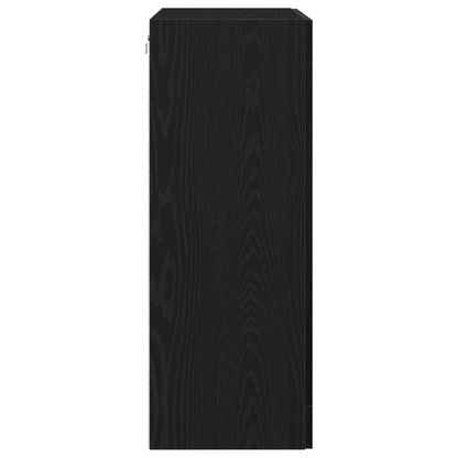 Væghængt Skab Sort Eg 69.5 X 34 X 90 Cm Konstrueret Træ