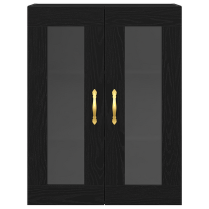 Væghængt Skab Sort Eg 69.5 X 34 X 90 Cm Konstrueret Træ