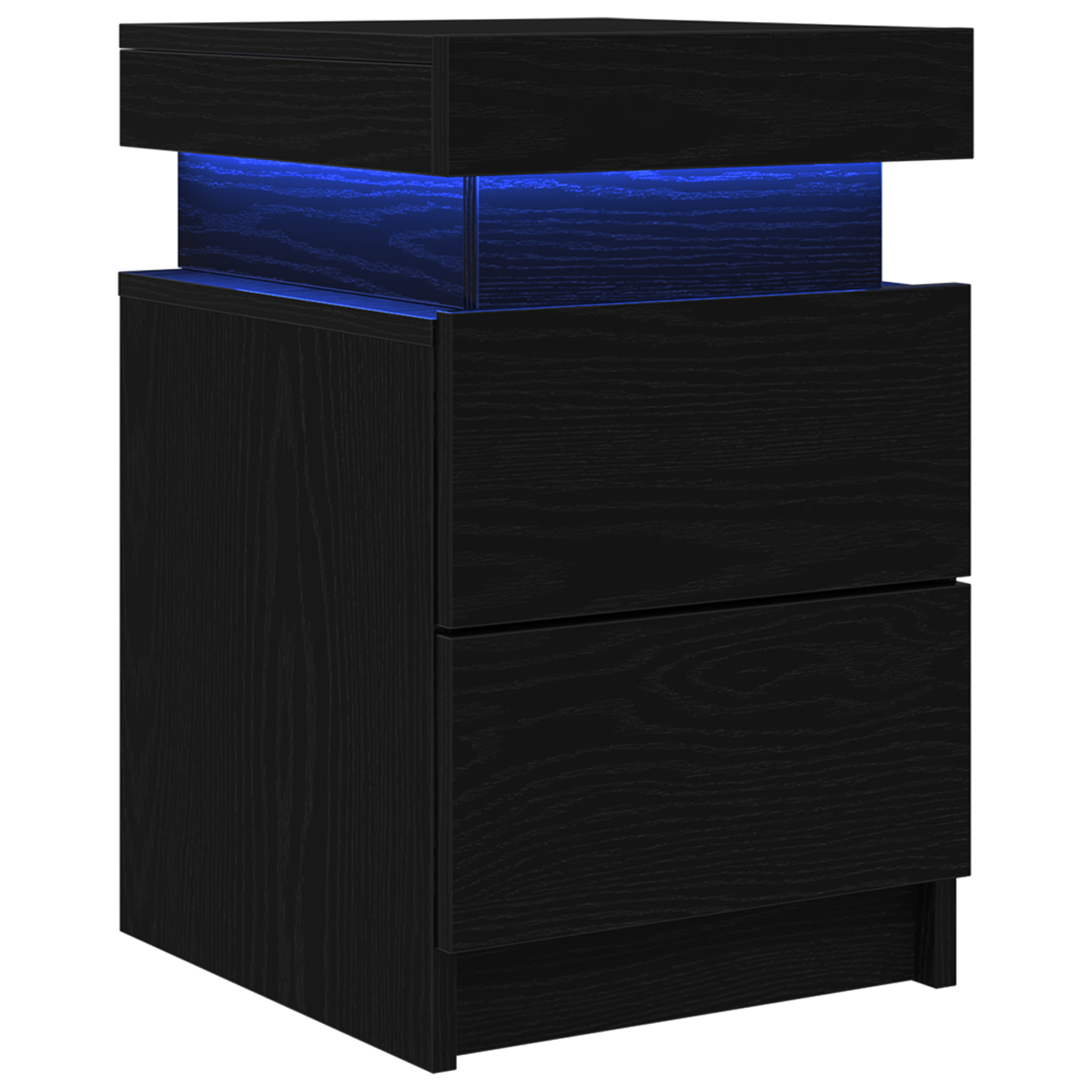 Sengebord Med Led-Lys Sort Eg 35X39X55 Cm