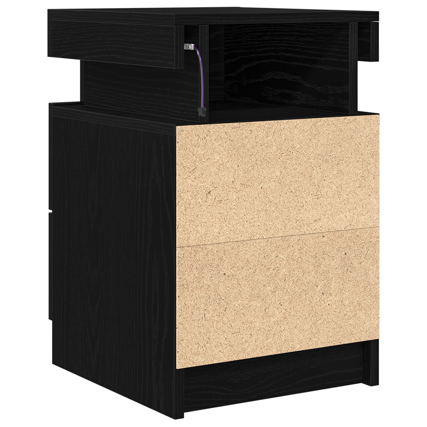 Sengebord Med Led-Lys Sort Eg 35X39X55 Cm
