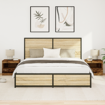 Sengeborde Med Led-Lys 2 Stk Gamle Træ 50X40X45 Cm