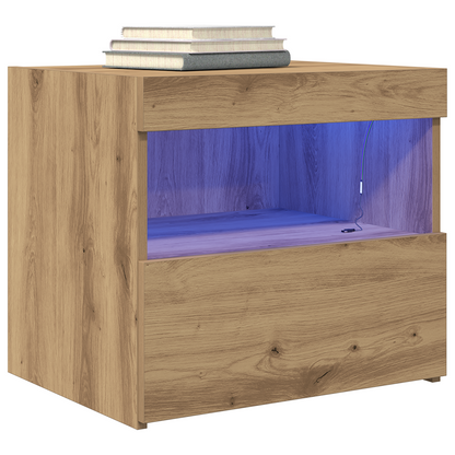 Natbord Med Led Lys 2 Stk Artisan Eg 50X40X45 Cm