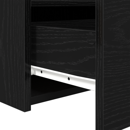 Sengebord Med Led-Lys Sort Eg 50X40X45 Cm