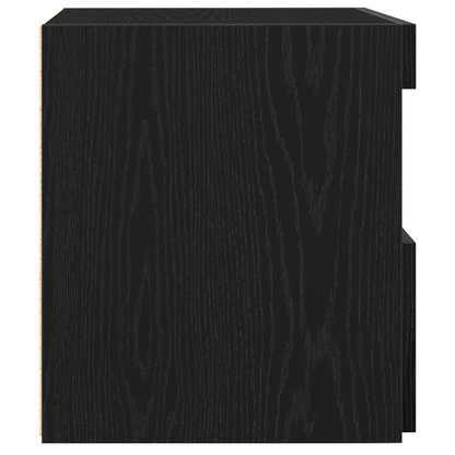 Sengebord Med Led-Lys Sort Eg 50X40X45 Cm