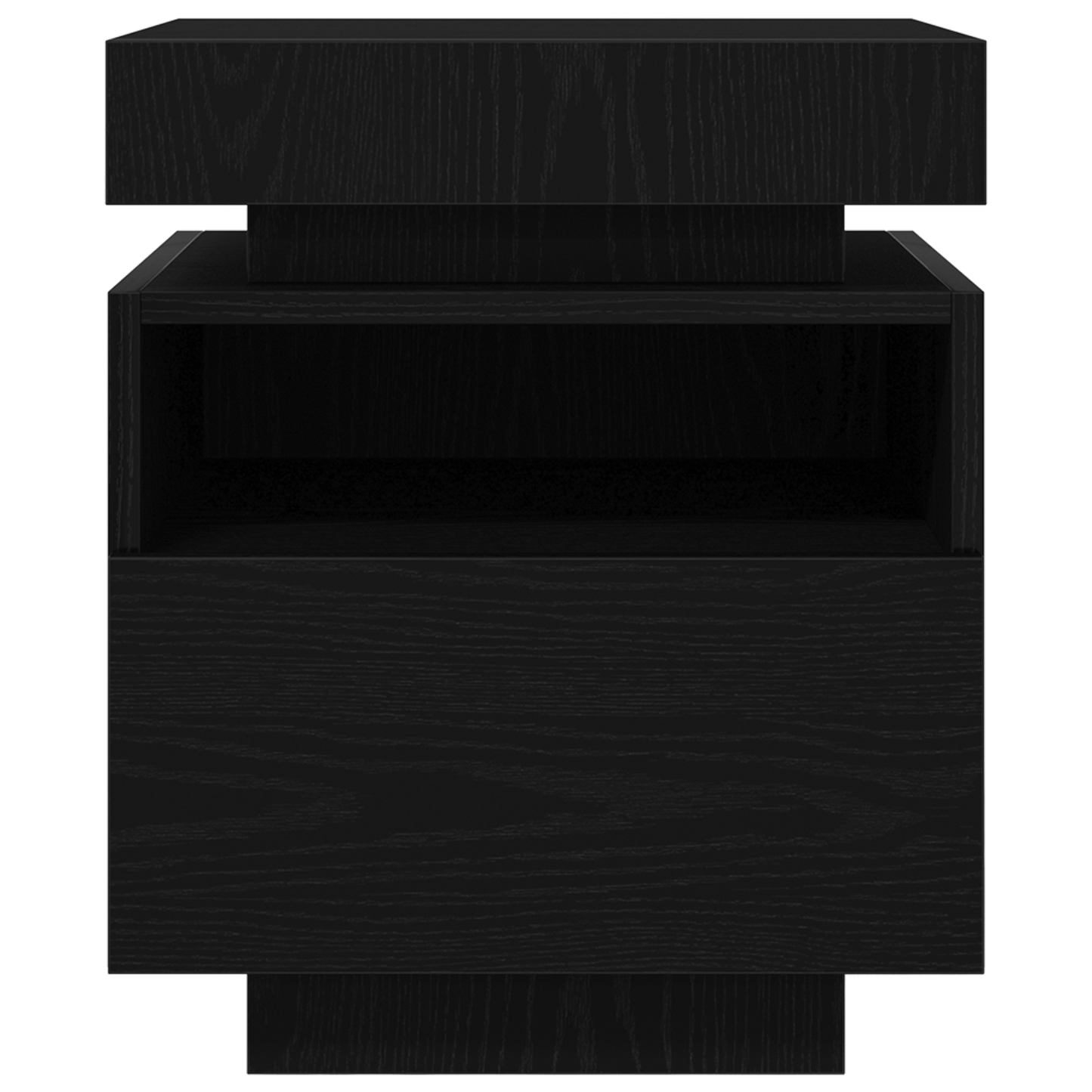 Sengbord Med Led-Lys Sort Eg 40X39X48,5 Cm