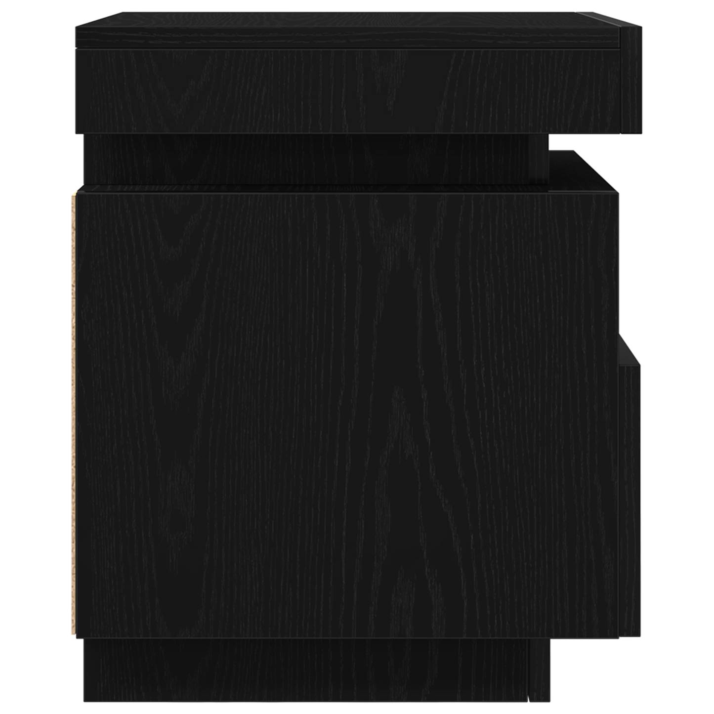 Sengbord Med Led-Lys Sort Eg 40X39X48,5 Cm