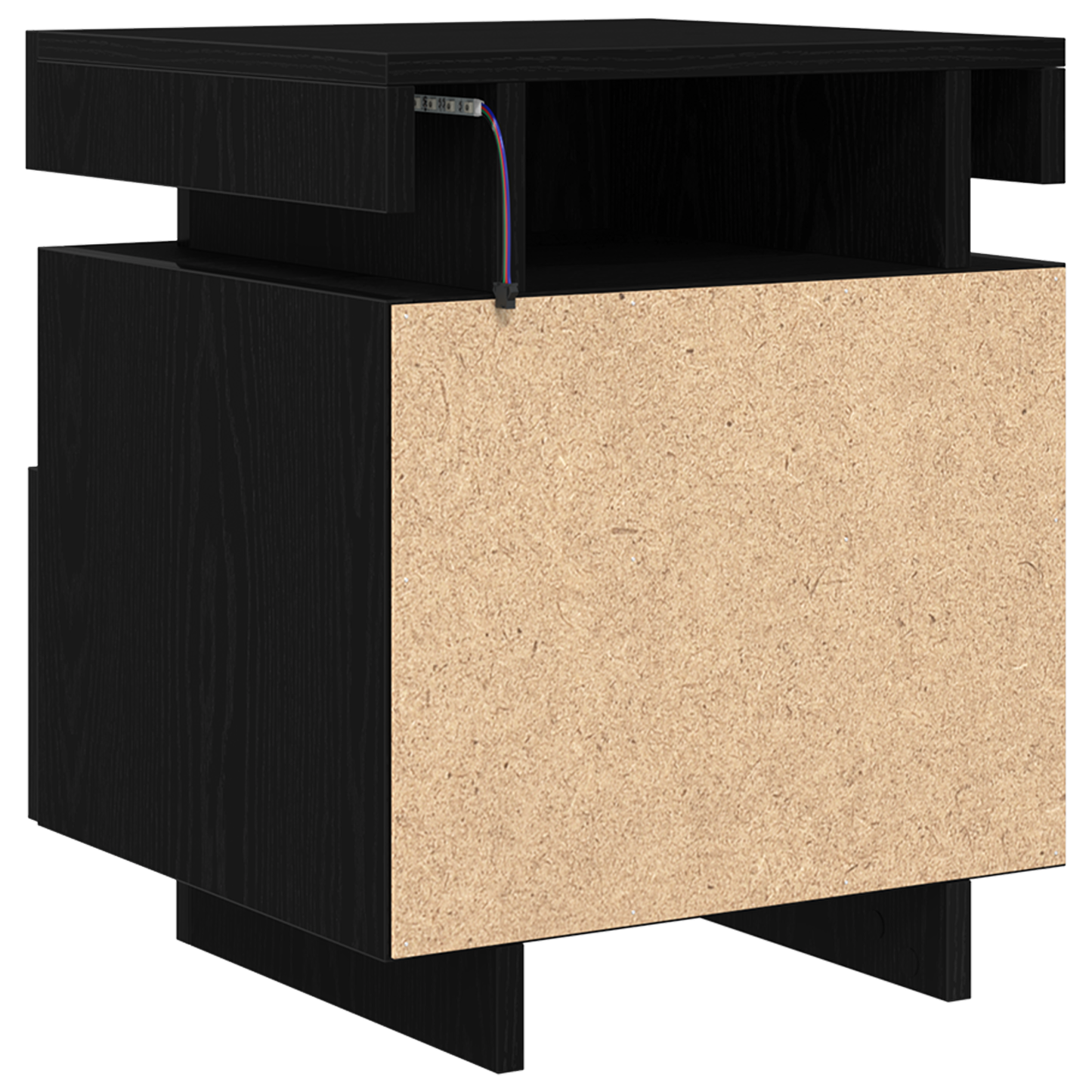 Sengebord Med Led-Lys 2 Stk Sort Eg 40X39X48,5 Cm