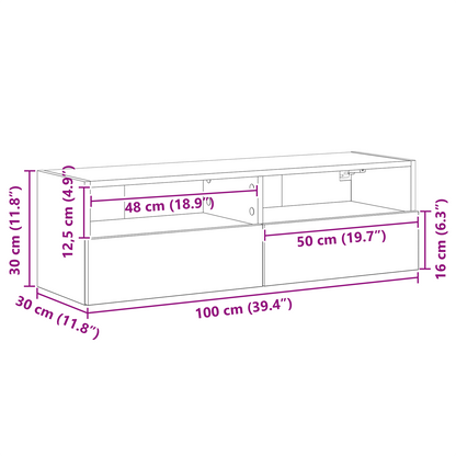 Tv Vægskab Gammelt Træ 100 X 30 X 30 Cm Konstrueret Træ