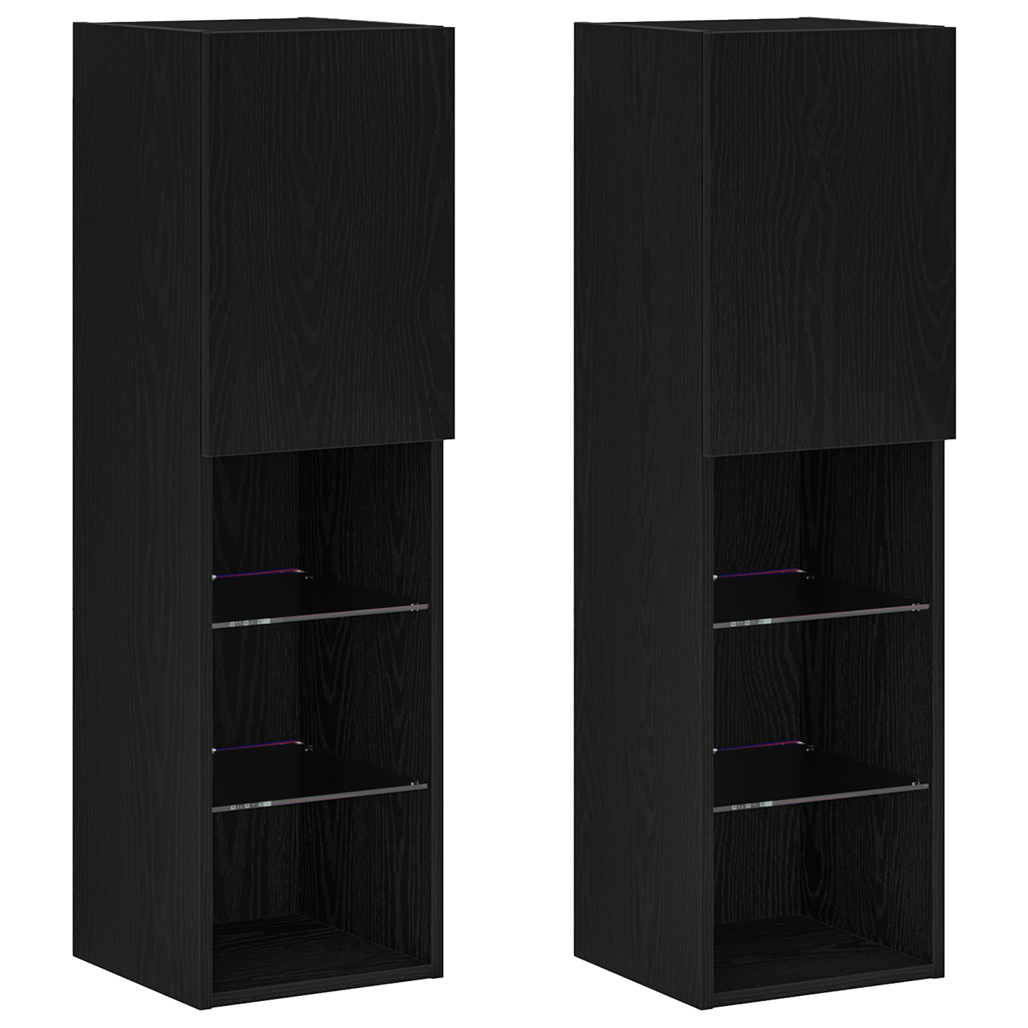 Led Tv Skab 2 Stk Sort Eg 30,5X30X102 Cm Konstrueret Træ