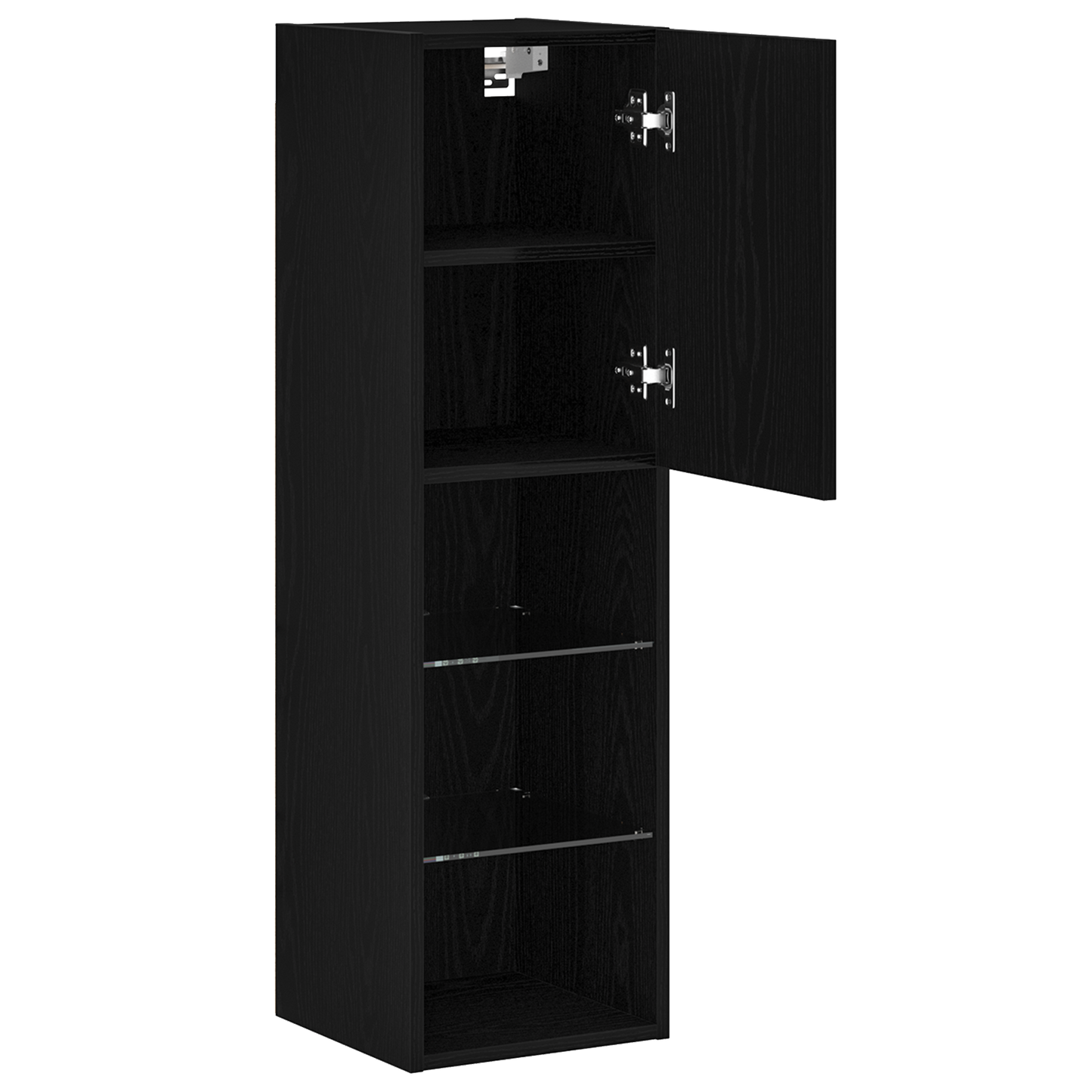 Led Tv Skab 2 Stk Sort Eg 30,5X30X102 Cm Konstrueret Træ
