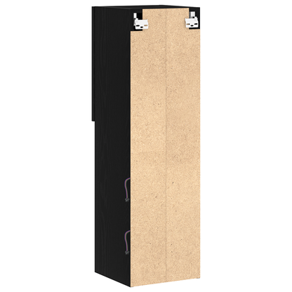 Led Tv Skab 2 Stk Sort Eg 30,5X30X102 Cm Konstrueret Træ