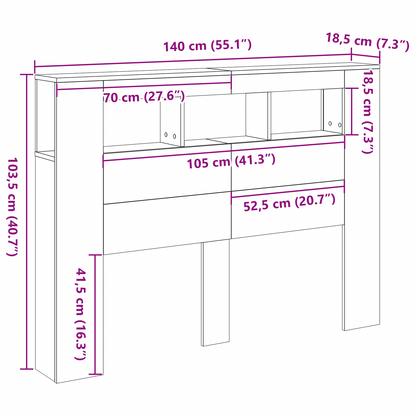 Led Hovedgærde Sort Eg 140X18,5X40 Cm Konstrueret Træ