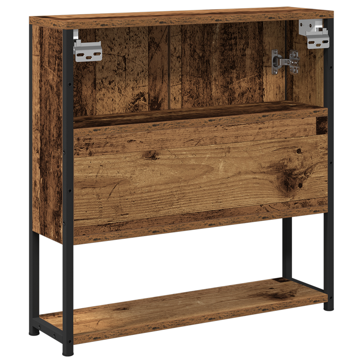 Badeværelsesskab Med Spejl Med Dør Gammelt Træ 60 X 16 X 60 Cm