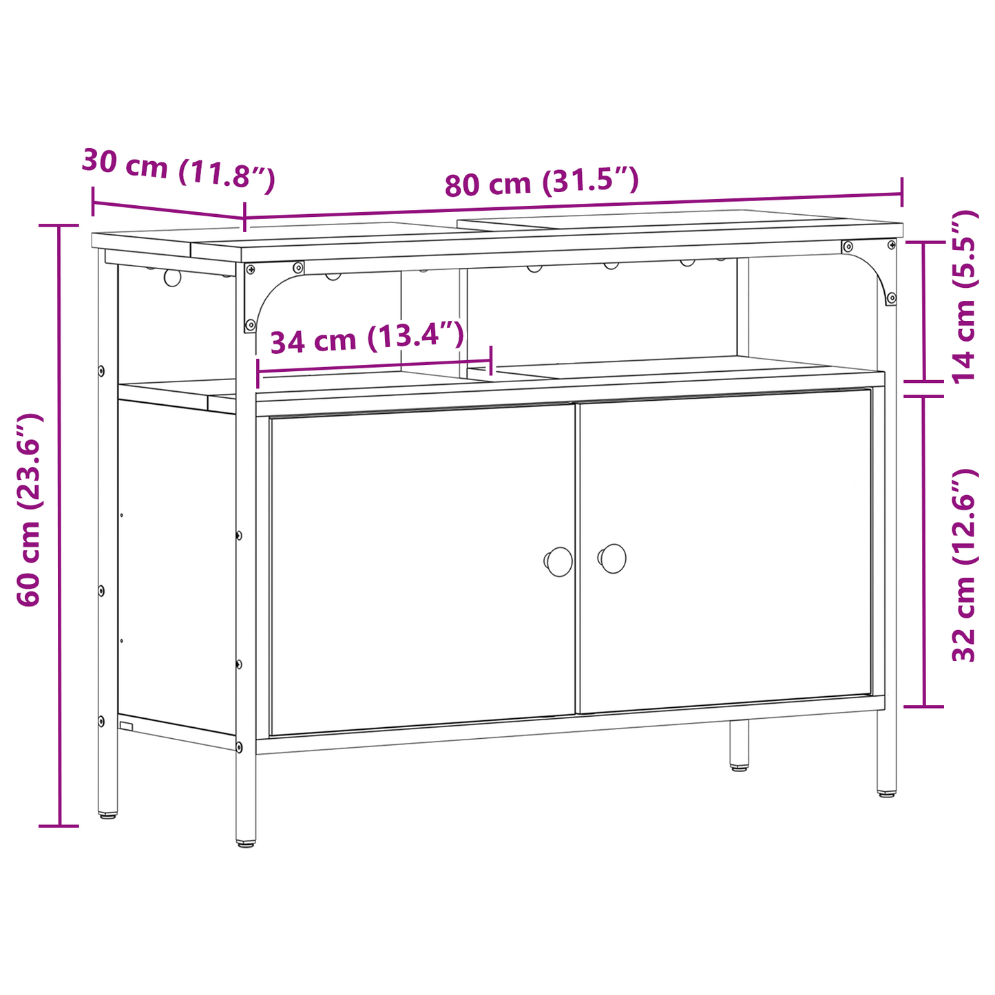 Badeværelsesvaskeskab Sort Eg 80 X 30 X 60 Cm Konstrueret Træ
