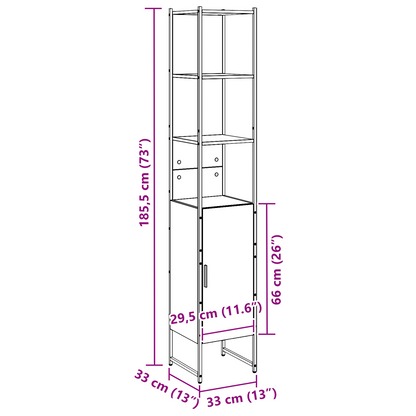 Badeværelsesskab Sort Eg 33 X 33 X 185.5 Cm Konstrueret Træ