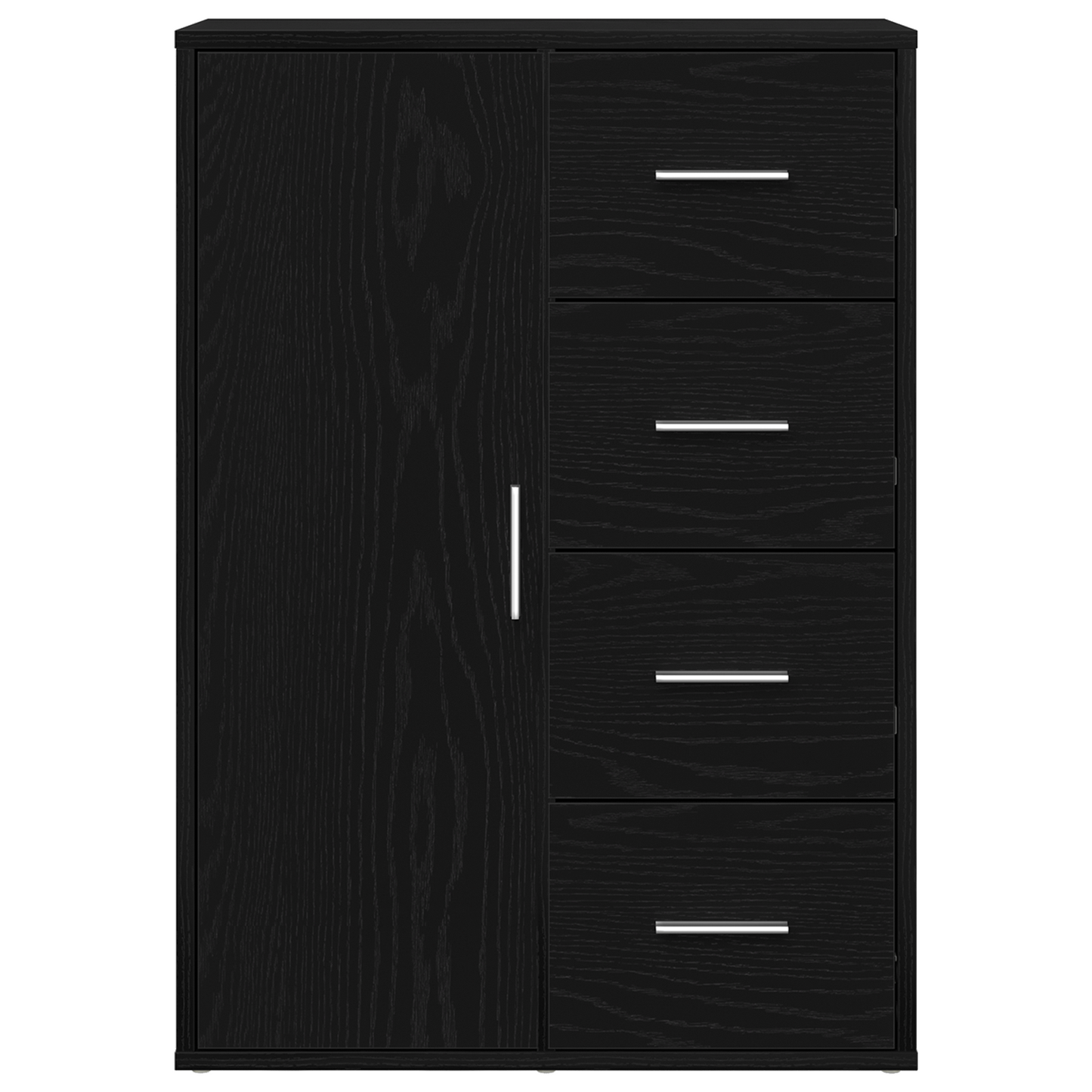 Sideboard Med Skuffe Sort Eg 60 X 31 X 84 Cm Konstrueret Træ