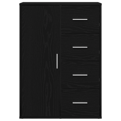 Sideboard Med Skuffe Sort Eg 60 X 31 X 84 Cm Konstrueret Træ