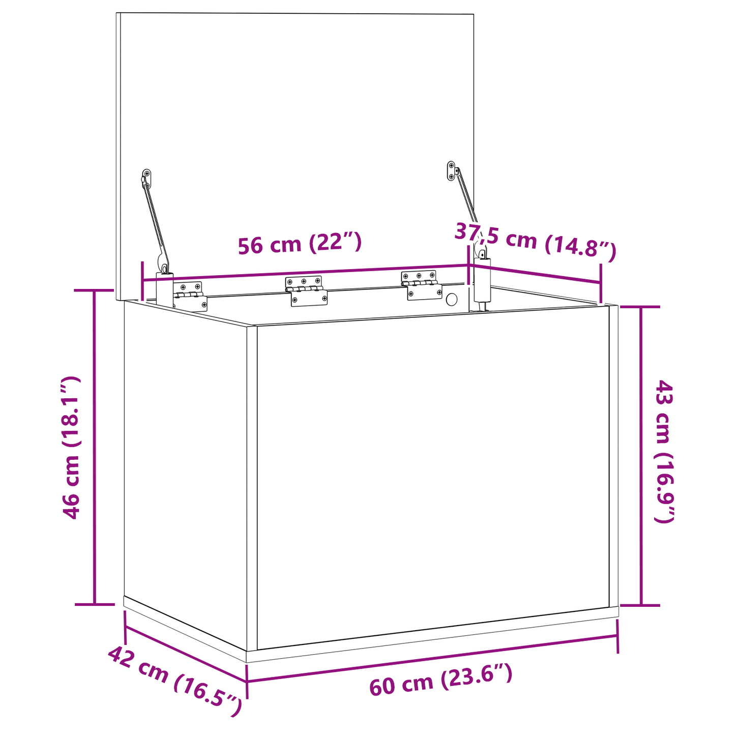 Opbevaringskasse Gammelt Træ 60 X 42 X 46 Cm Konstrueret Træ
