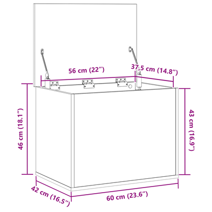 Opbevaringskasse Sort Eg 60 X 42 X 46 Cm Konstrueret Træ