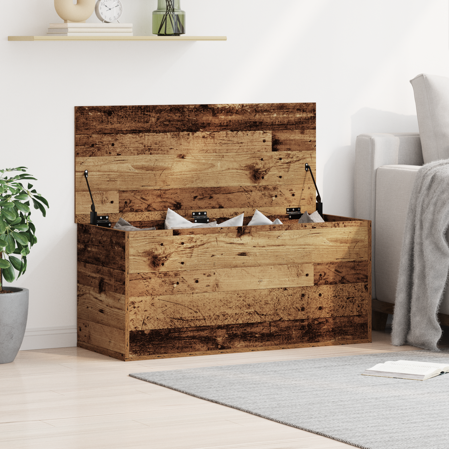 Opbevaringskasse Gammelt Træ 100 X 42 X 46 Cm Konstrueret Træ