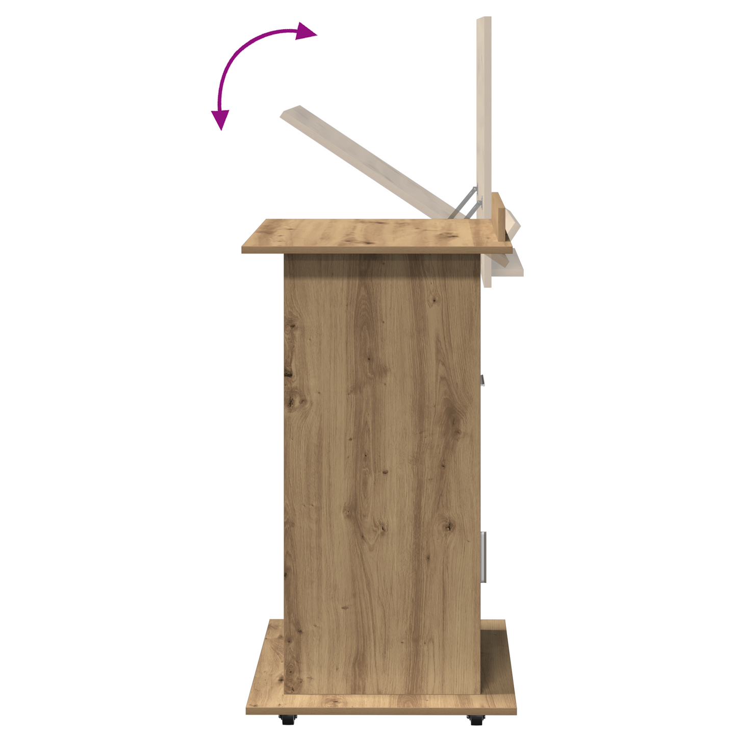 Foredragsholder Podium Med Hjul Affederet Eg Konstrueret Træ
