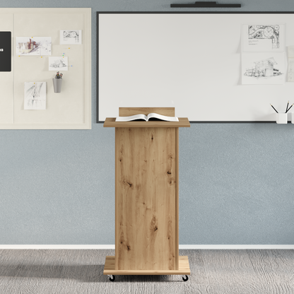 Foredragsholder Podium Med Hjul Affederet Eg Konstrueret Træ